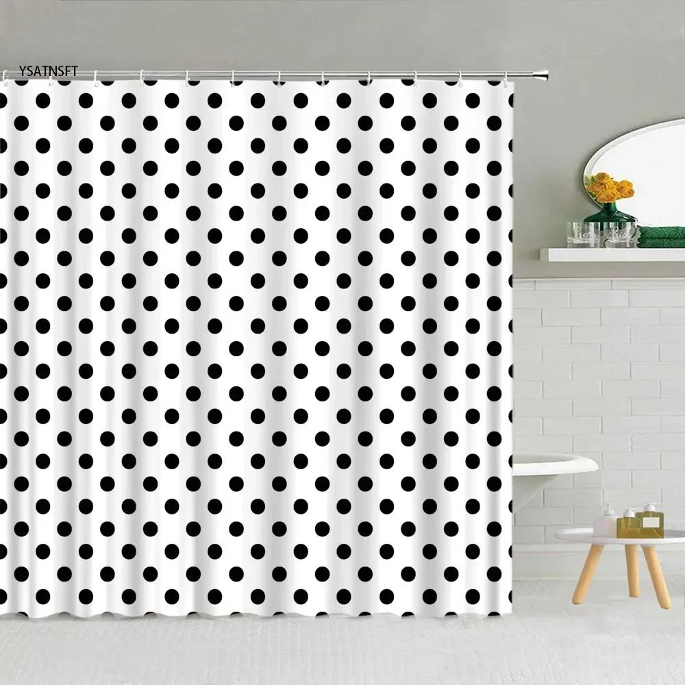 VIKAMA Simple Black and White Style Shower Curtain for Bathroom, Waterproof Partition Curtain for the Bathroom, Home Decoration