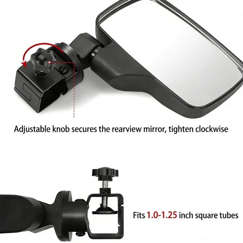 2pcs Quality Plastic Rearview Mirror For Golf Carts Fit 1-1.25in Rail Featuring Easy Installation And Shock Resistance