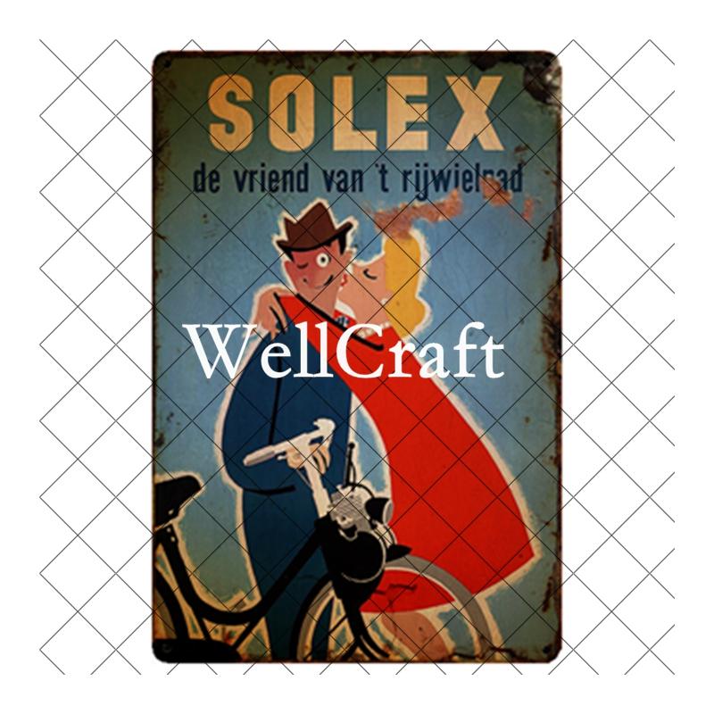 WellCraft Cartelli in Latta per Biciclette Velosolex Targhe Murali Retro per Bici Decorazione Pub WX