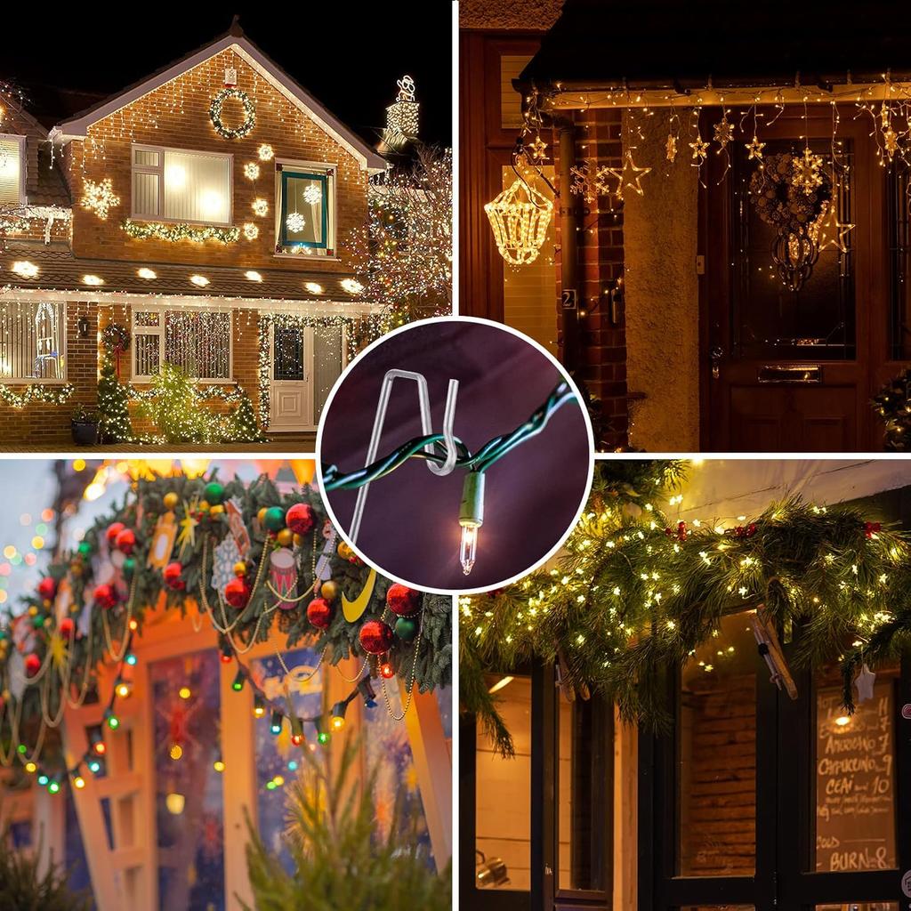 60-Count Metal Gutter Hooks for Outdoor Christmas Lights, Outside Lights Gutter Hangers for Gutter Guards Mesh Leaf Filter Shingles Eaves Fences,