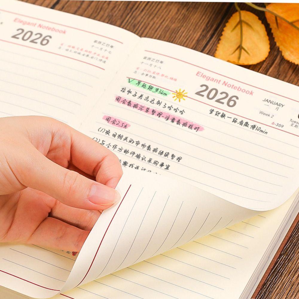 Pu Leather 2026 Schedule Planner Notepad Wear-resistant Office Work Planner Office Supplies