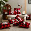Snowflakes Print Christmas Plaid Pillowcase Christmas Tree Square Throw Pillowcover Rectangle Red Cushion Cover