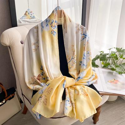 Simulation Silk Scarf Women'S High-End Shawl Travel Long Scarf Autumn Fashion Versatile Spring And Autumn Scarf Women