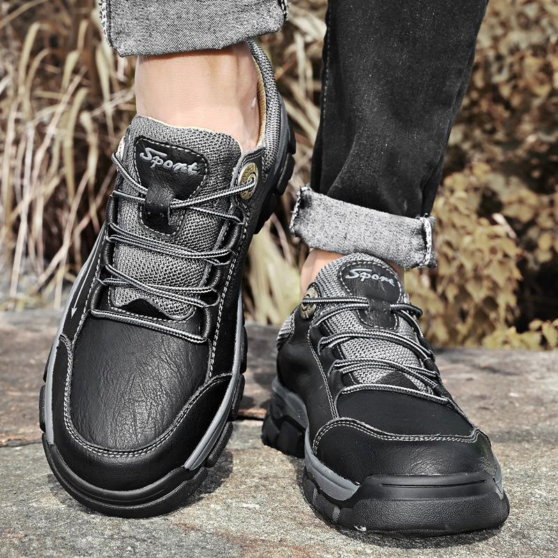 Fashion Men's Genuine Leather Shoes lace up soft Cowhide Elastic Light Fashion Business Casual Shoes Men Walking Non-slip Male Shoes Man