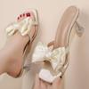 Slides Heeled Shoes with Bow Sexy Green Women's Slippers and Ladies Sandals Designer Luxury Vip Casual Summer Sale Wholesale On