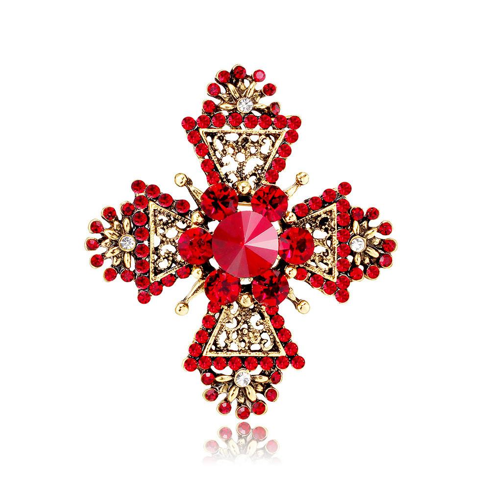 

Geometric Cross Pendant Brooch With Zinc Alloy Finish For Men And Women красный