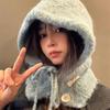 Korean Style Knitted Beanie Hat For Women Adjustable Bow Tie Lazy Style Winter Warm Soft Balaclava Hat Outddoor Windproof Bonnet