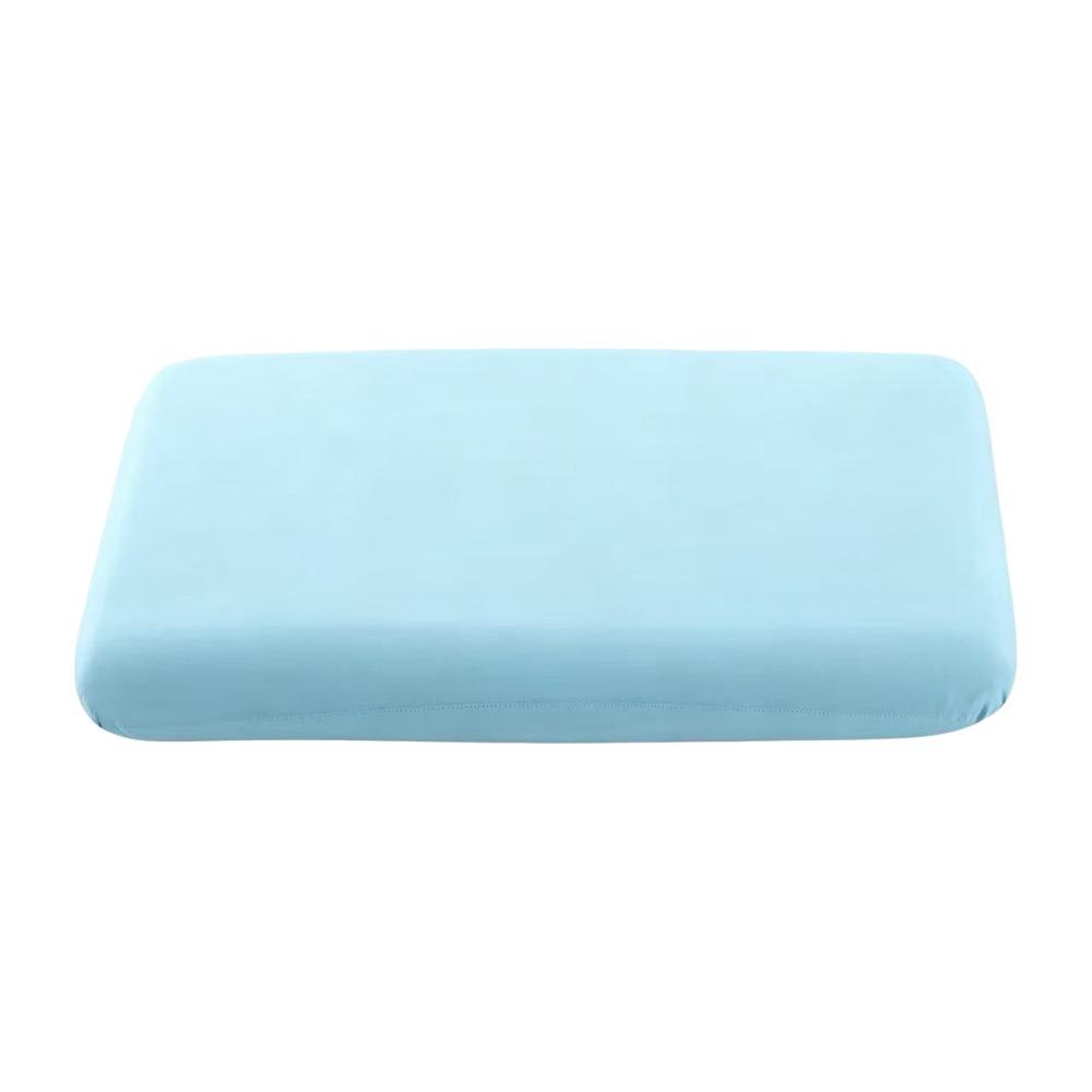 High Elasticity Cooling Pillowcase Breathable Pillow Cover Washable Ice Silk Pillowcase Dormitory Blue-Zipper