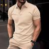 Men's Solid Color Button Short-Sleeve Polo Shirt