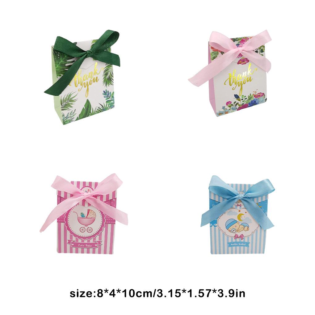 50 Pieces/Set Wedding Favors Candy Box with Ribbon Fashion Style Party Gift Boxes Pie Storage Birthday Ceremony