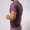 Men V-Neck Color Short Sleeve Hollow Tops Breathable Casual Style Tops