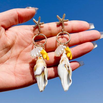 Personalized Bohemian Shell Conch Pendant Earrings Women's Jewelry Starfish Pendant Beach Wind Long Earrings Jewelry