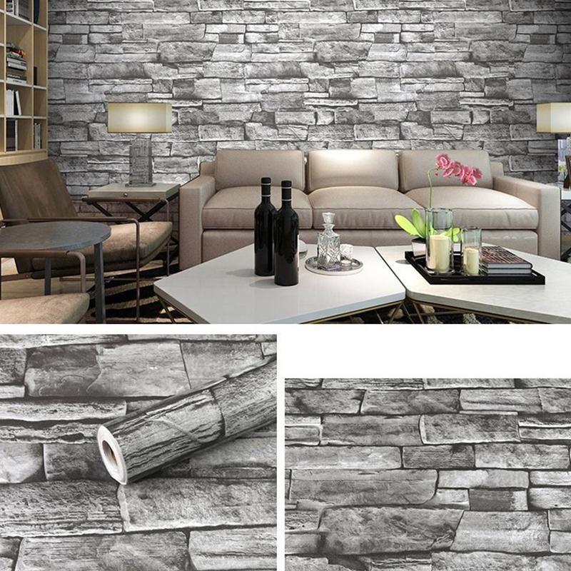 10M Brick Wallpaper Table Cabinet Transformation Wood Grain Waterproof PVC Peel And Stick Background Self Adhesive Wall Sticker