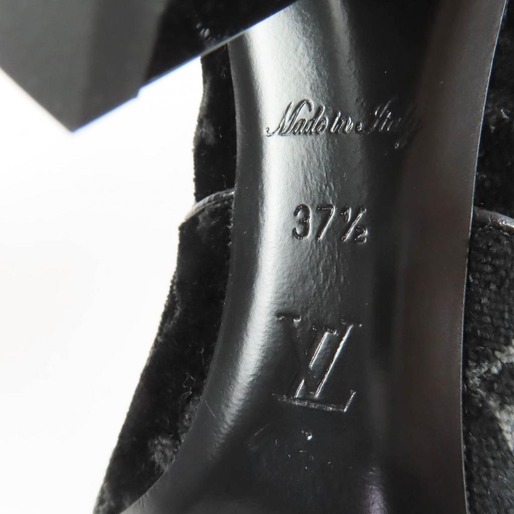 Excellent LOUIS VUITTON short boots Silhouette Line Monogram Velour black 37.5 Used