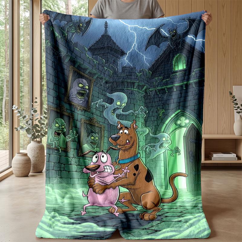 Soft Flannel Blanket Lightweight Cozy Bedroom Living Room CoverCourage the Cowardly Dog