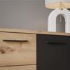 PILVI sideboard - Contemporary style - Melamine particles - Artisan oak and black decor - 4 doors + 3 drawers - L179.2 x D42 x H74.5