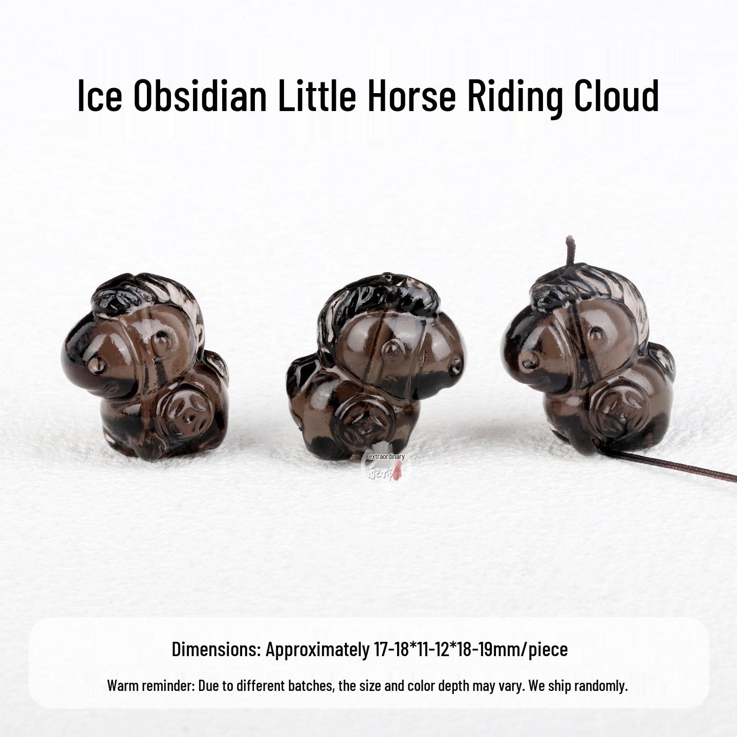 Natural Ice Obsidian Horse Bead: Cloud Carving for DIY Bracelets