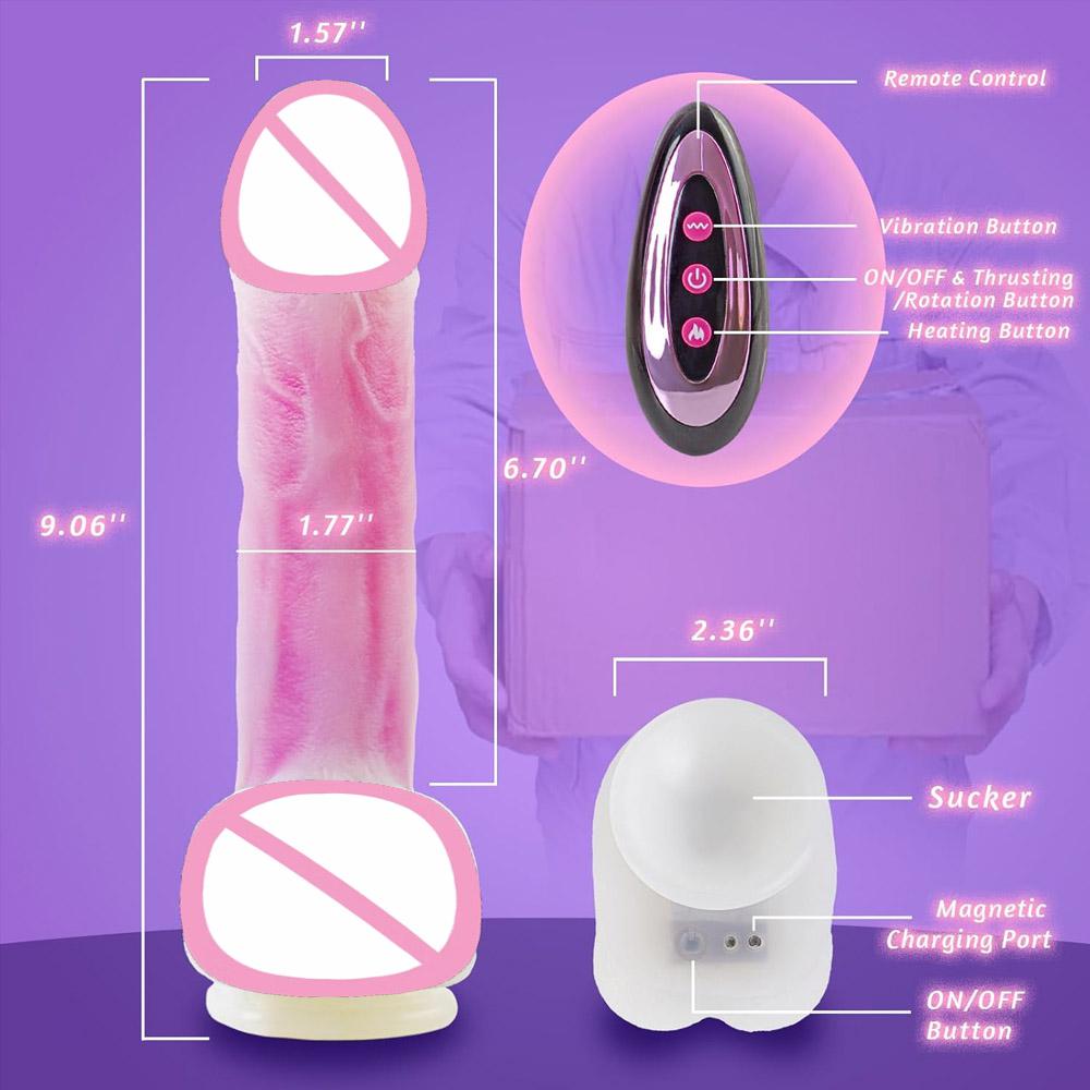 Realistischer weiblicher falscher Dildo Dehnend und schwingend Elektrischer falscher Penis Stimulator Weibliches Sexspielzeug Penisvibrator Großer Penis
