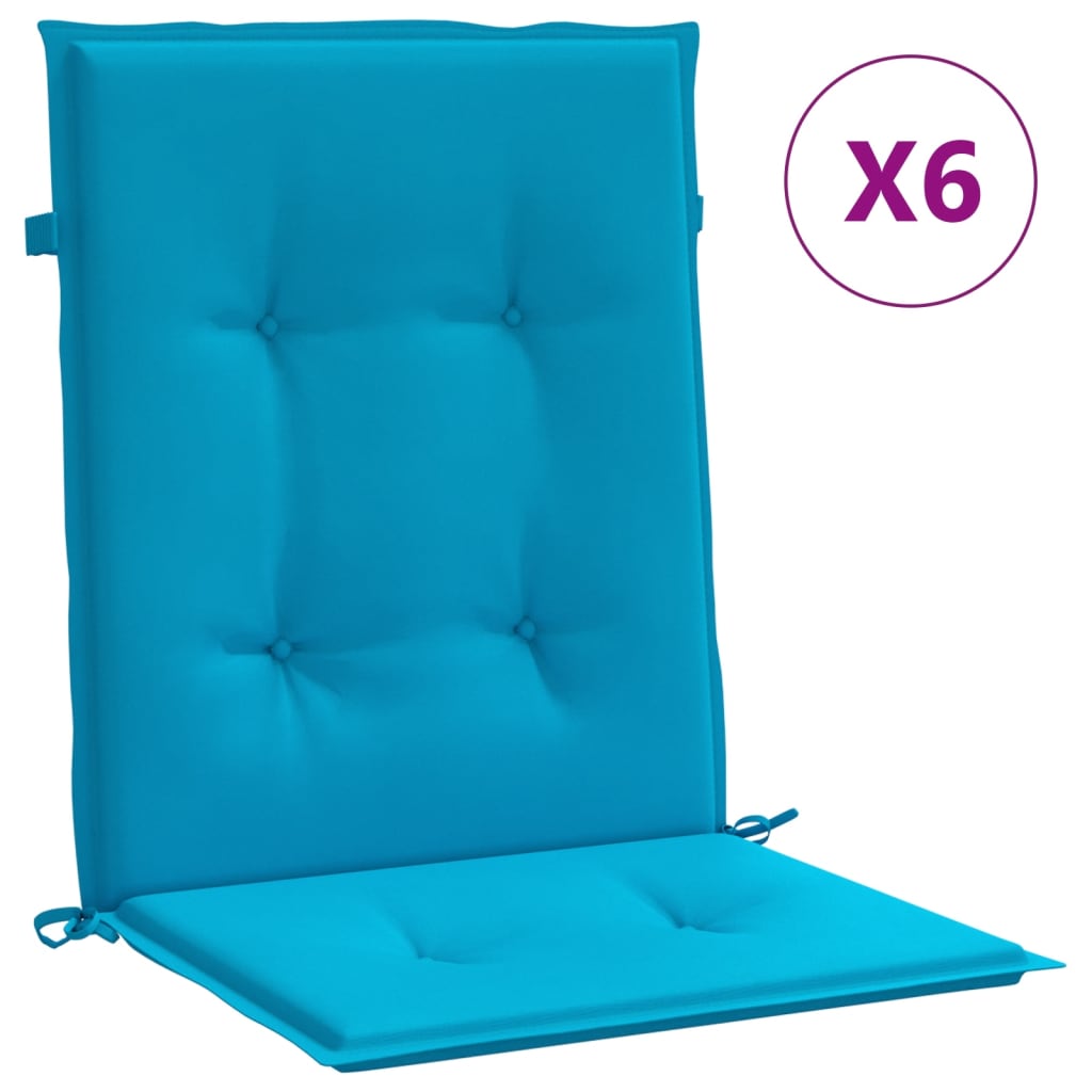 Garden Chair Cushions for Low Back Chairs 6 pcs Blue 100 x 50 x 3 cm
