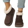 Winter new leather women's snow boots solid color retro versatile sleeve feet medium tube thick velvet warm cotton shoes women