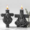 DIY Jesus Portrait Rose Cross Silicone Candle Mold Handmade Aroma Gypsum Resin Ornament Mold Candle Making Supplies