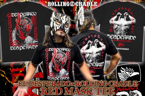 New Japan Pro-Wrestling El Desperado x ROLLING CRADLE RED MASK T-Shirt, Size M, 6012102639
