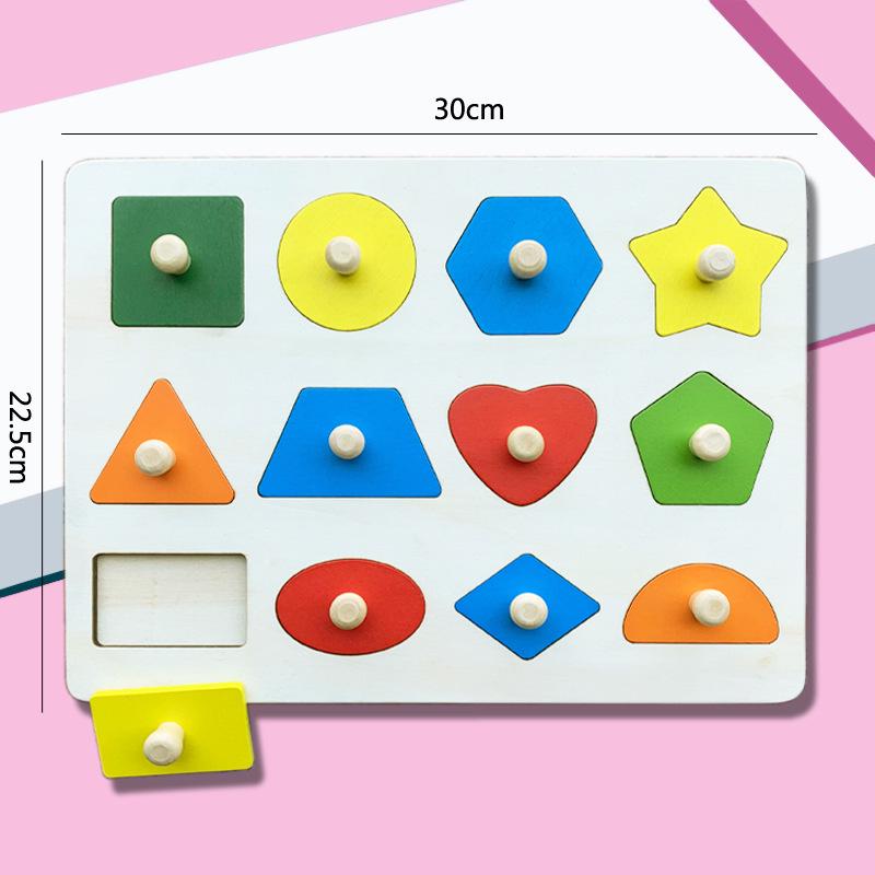 Toddler Montessori Wooden Geometric Shape Recognition Puzzle