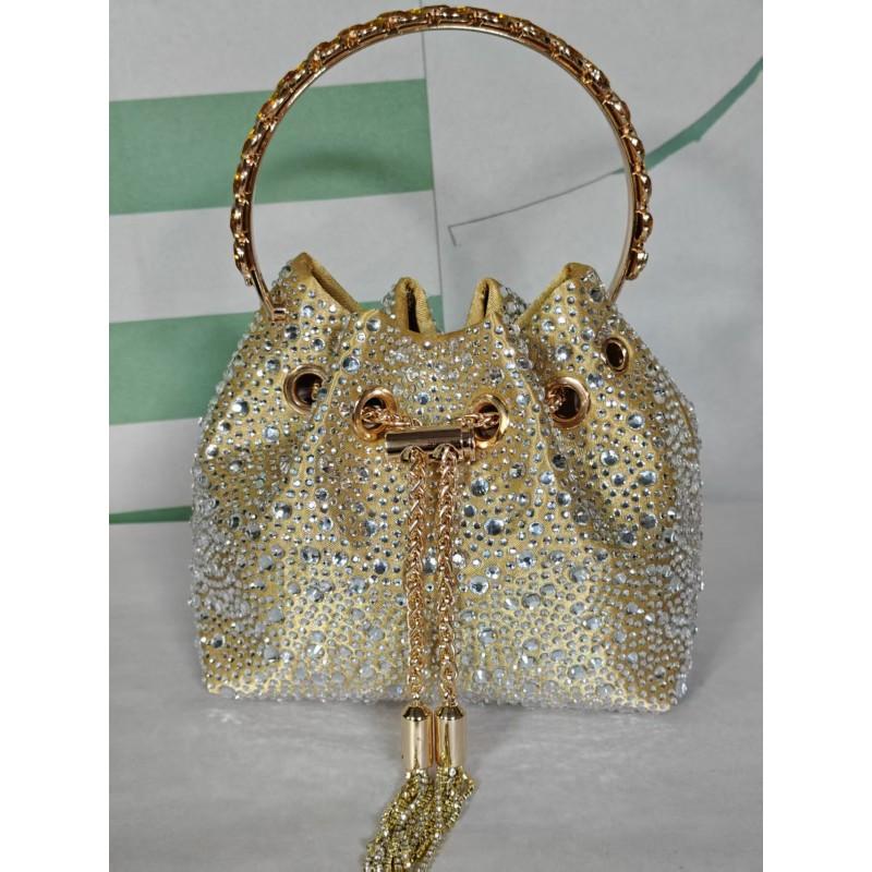2026 Womens Crystal-Embellished Crossbody Bag Fringe Detail Small Square Shoulder No Top Handle
