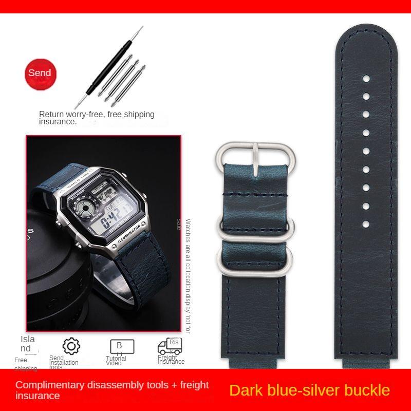 Hochwertiges Vintage Leder Uhrenarmband für Casio DW5600 GM 5600 AE-1200 AE-1300 AE-1500 SGW-300/400 w218h Armband 16mm 18mm