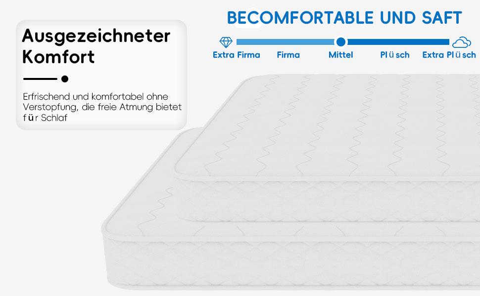 3D breathable mattress independently wrapped, noise free, soft, sturdy, dual support, providing back care, size: 140 * 200cm, thickness: 23cm, white
