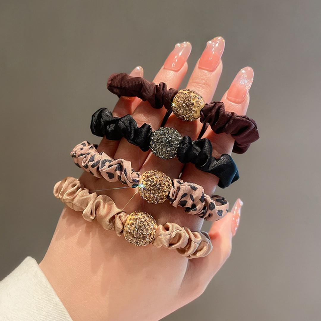 

4Pcs/Lot Girl Hair Band Accessories Fashion Large Hair Ties Solid Color Elastic Scrunchies For Women Ponytail Hairstyle