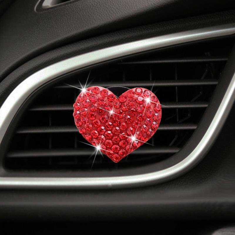 Heart-shaped Car Aromatherapy Clip Creative Rhinestone Car Air Conditioning Air Outlet Perfume Decoration Clip Car Accessories