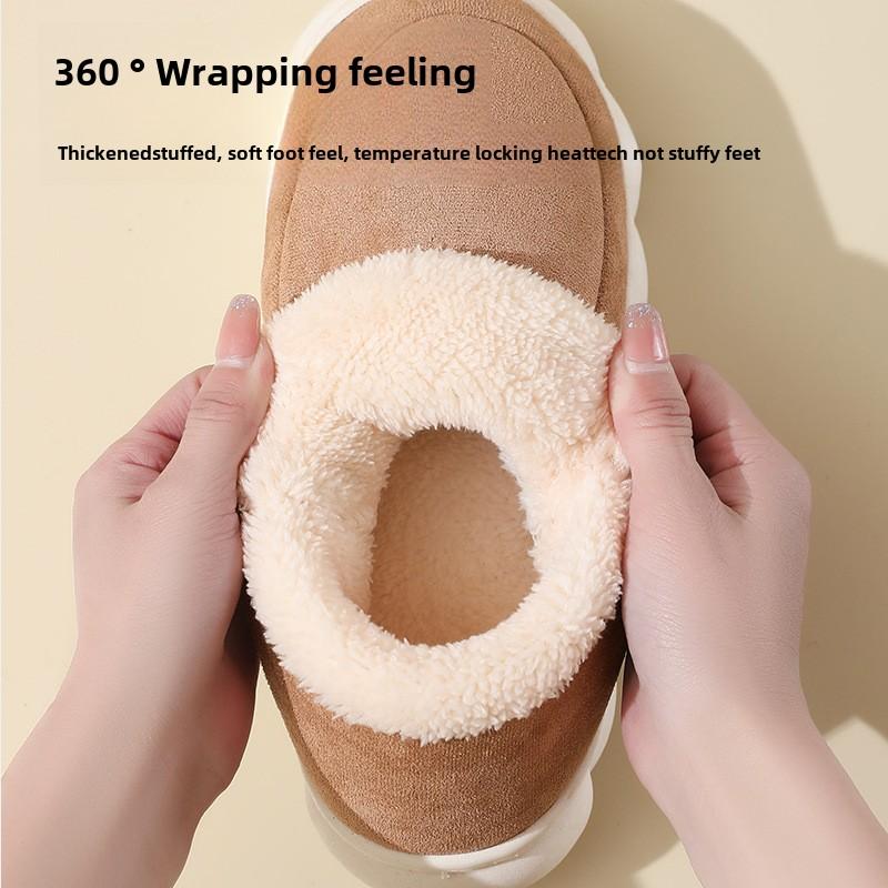 Fashion 2024 Men Home Cotton Shoes Classic Fashion Warm Ankle Boots Fluffy Plush Padded Slippers For Man Super Soft Slippers