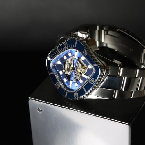 DANIEL & DOUGLAS BROKEN MARINE DD8811 Men's Automatic Skeleton Watch with Hand-Wound Movement (Silver Blue)