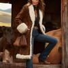 Palton Lung Cald cu Căptușeală din Lână Stil Western Cowboy Vintage, Îmbrăcăminte Exterioară Termică Modă de Iarnă pentru Femei, Europa și America