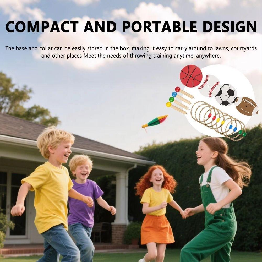 Family Gathering Themed Rope Ring Toss Game Throwing Outdoor Ball Hoop Game  Kids Adults