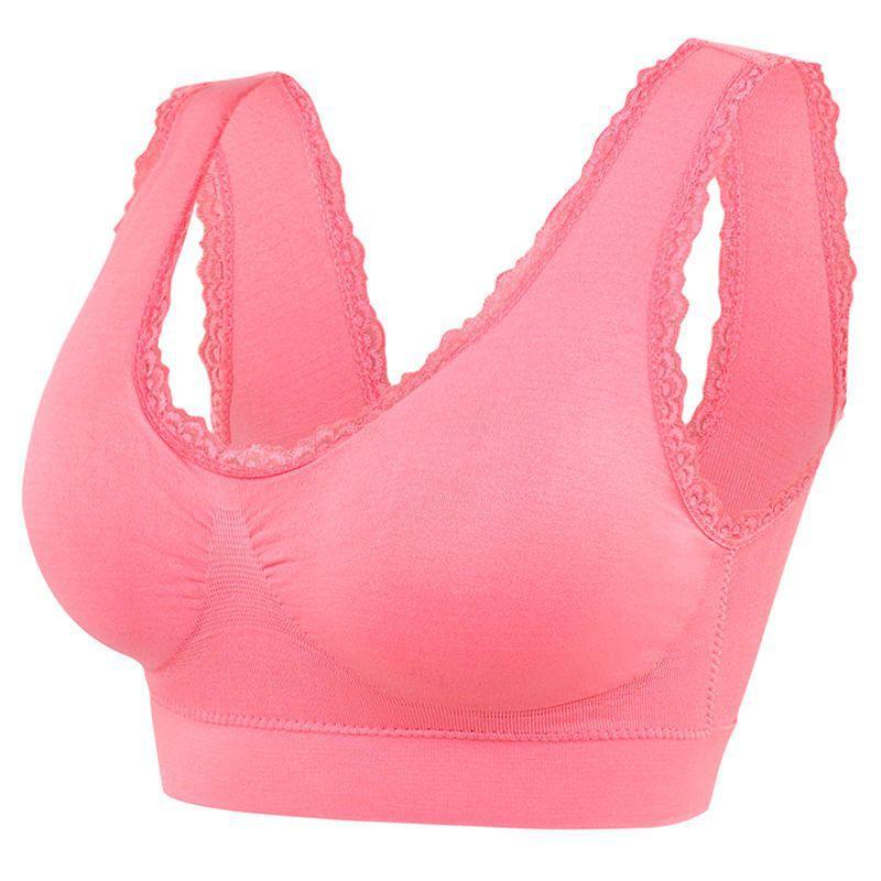 Women S Plus Size Lace Trim Wireless Push Up Bra