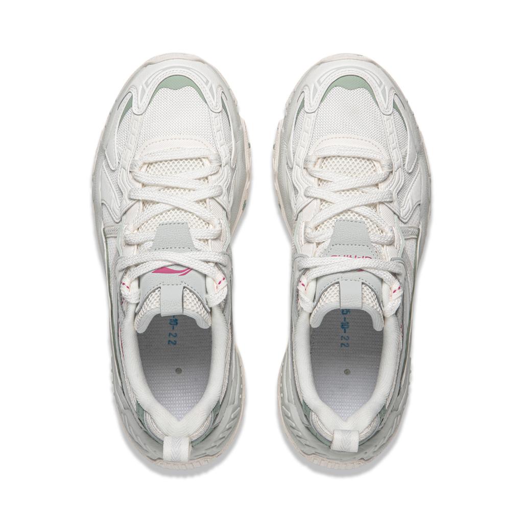 Li Ning Brown Sugar Cushioning Slip Resistant Abrasion Resistant Support Low Top Casual Shoes Women's White Green AGCW098-2