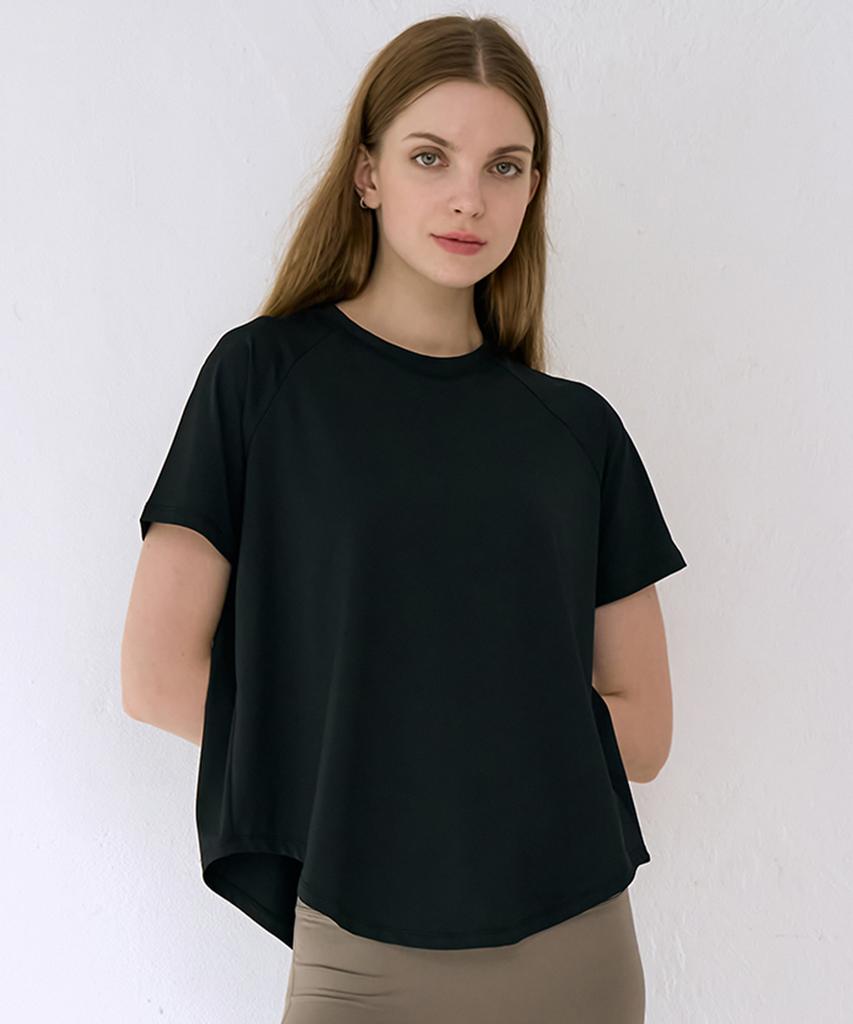 NOKJOK Laplan Back Slit Short Sleeve T-Shirt Running Yoga Wear Pilates Wear
