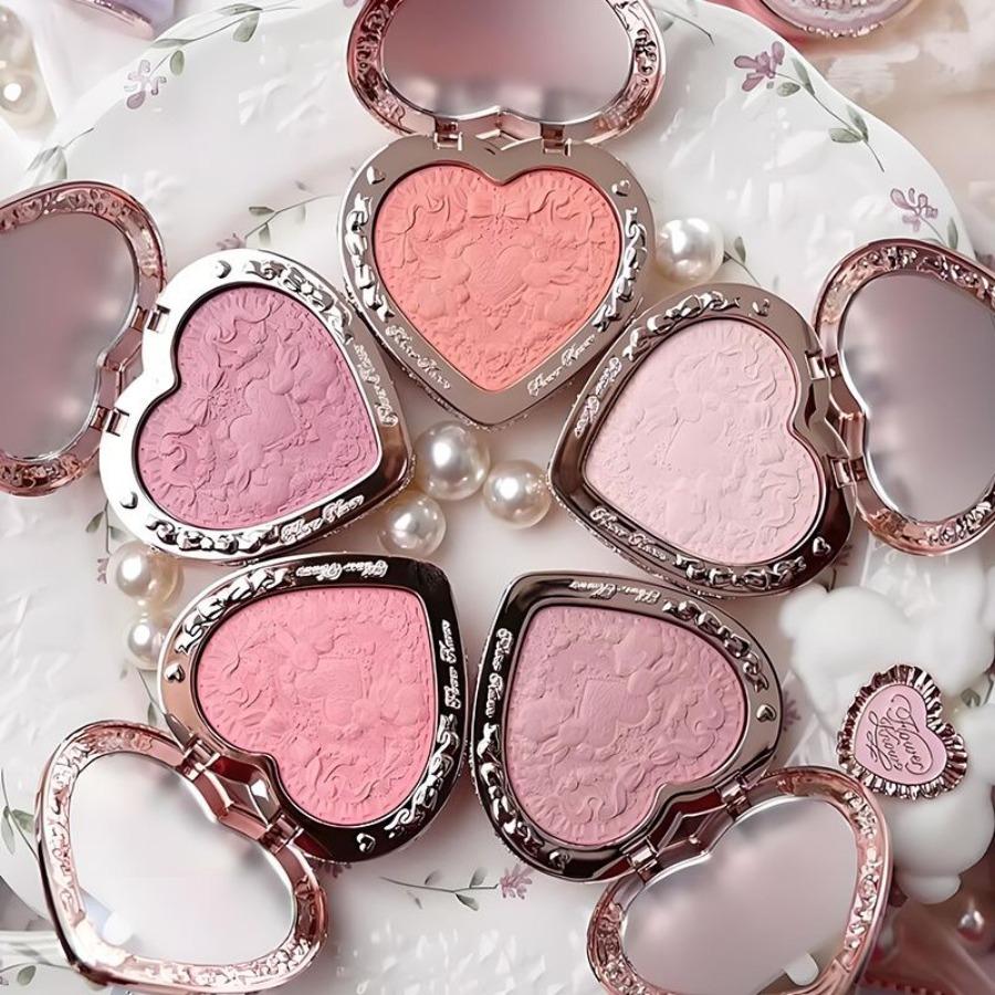 Flowerknows Bunny Garden Rose Blush Powder Blusher For Cheeks,Cruelty Free Long Lasting,Contour Face for A Natural Matte Finish