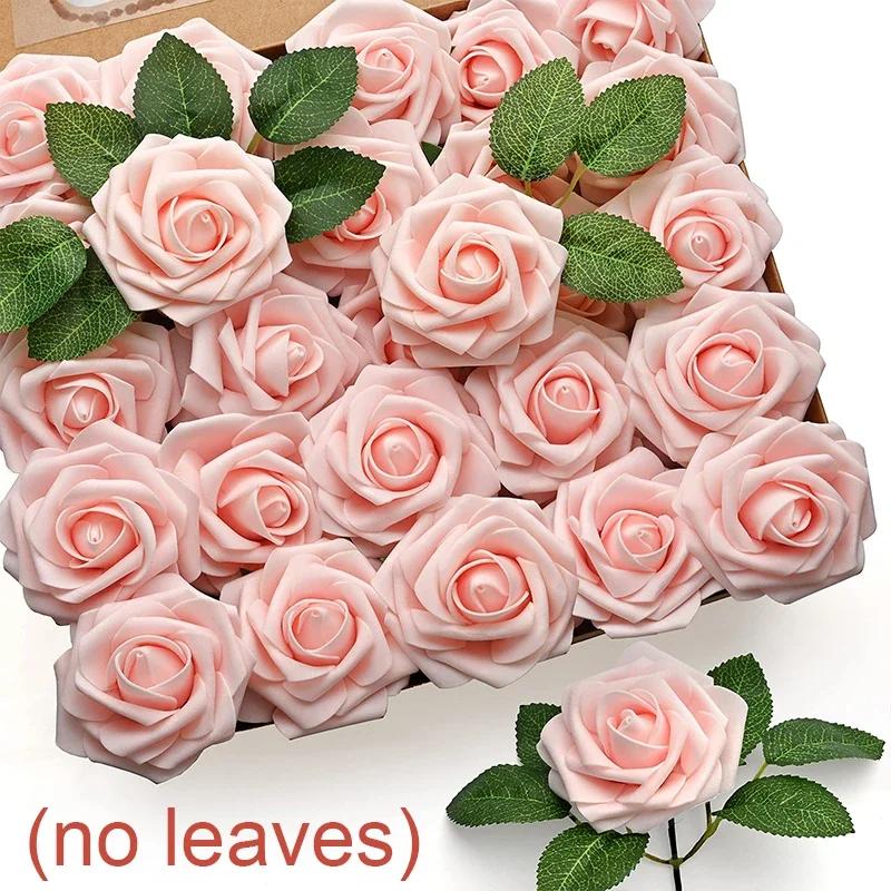 30/5Pcs Artificial Roses Flowers Foam Fake Rose Heads With Stems For DIY Wedding Bouquets Home Party Tables Decorations Supplies