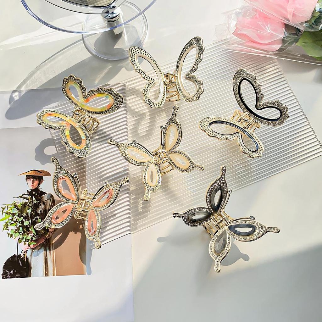 Bofeiya High-End Metal Butterfly Hair Claw - Hollow Design, Unique Personality Shark Clip Hairpin