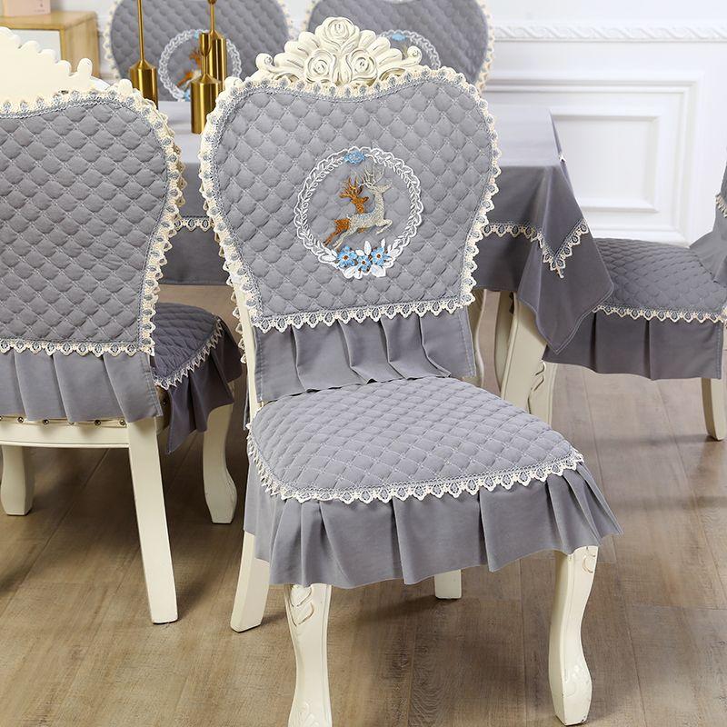 

European Dining Chair Cushion Suit round Tablecloth Fabric Winter Mink Fur Deer Chair Cover For Home Dining Table and Hair Covers Grey 130*180 rectangular tablecloth