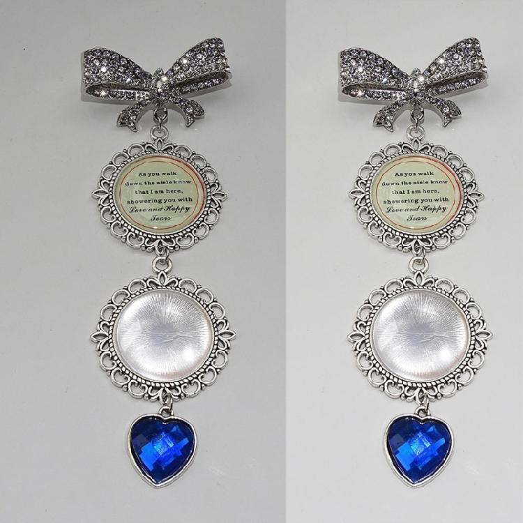 Bridal Bouquet Photo Charm Brooch Elegant Diamonds Inlayed Bowknot Brooch Pin Charm For Bride's Wedding Bouquet