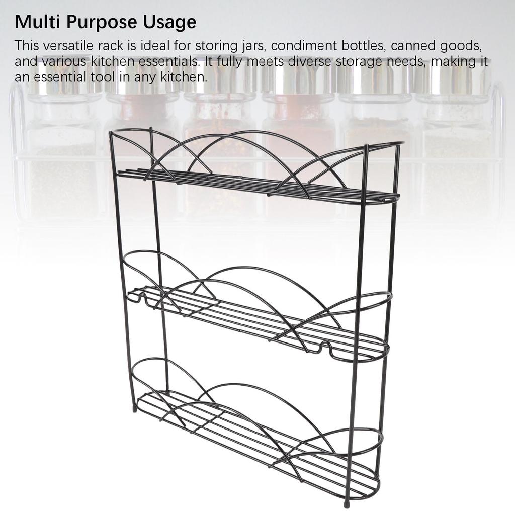 Seasonings Rack 3 Tier Metal Seasonings Organizer with Anti Slip Rubber Foot Pads for Kitchen Countertop