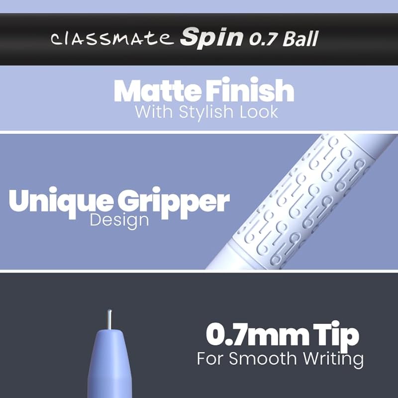 Classmate Spin Ball Pen (20 Blue Pens & 5 Black Pens)- Pack of 1 5 Count (Pack of 1)