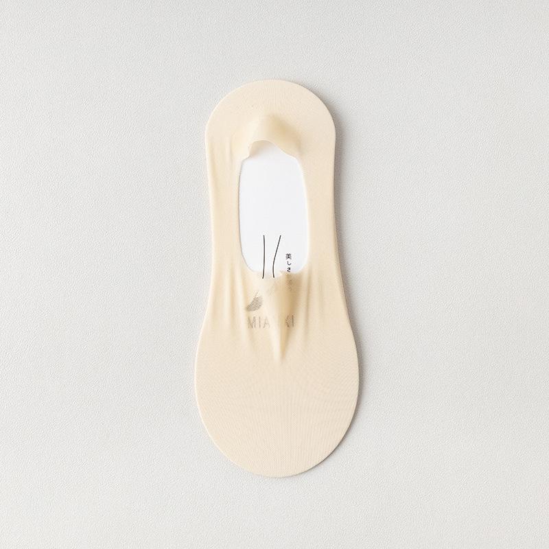 Female Summer Thin Cotton Bottom Super Shallow Mouth Invisible Silicone Non Slip Heel Socks