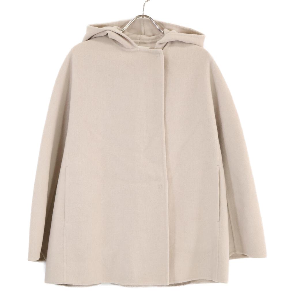 BALLSEY Light Beige Premium Wool River Hooded Short Coat Coat 34 Light beigeUsed