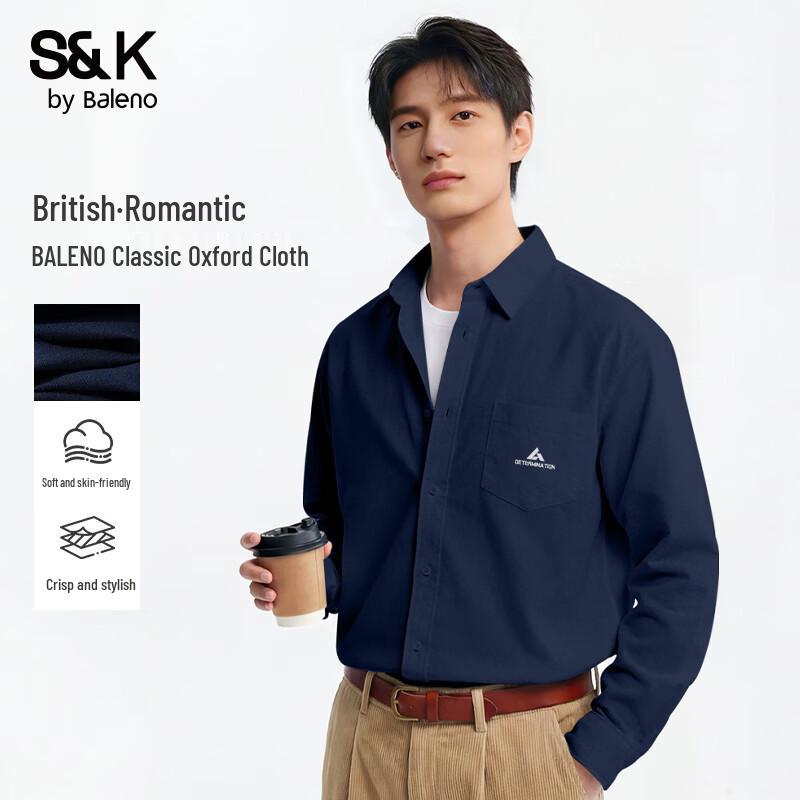 

Baleno Men s S&K Oxford Long-Sleeve Casual Shirt 3XL