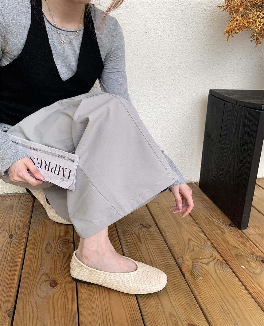 

Leather version~ New spring and autumn niche design soft leather single shoes women s shallow mouth sole comfortable woven shoes grandma shoes lad 39